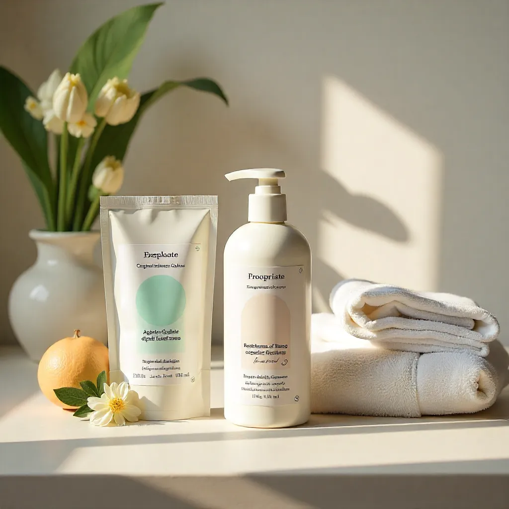Natural laundry care scene with sustainable products